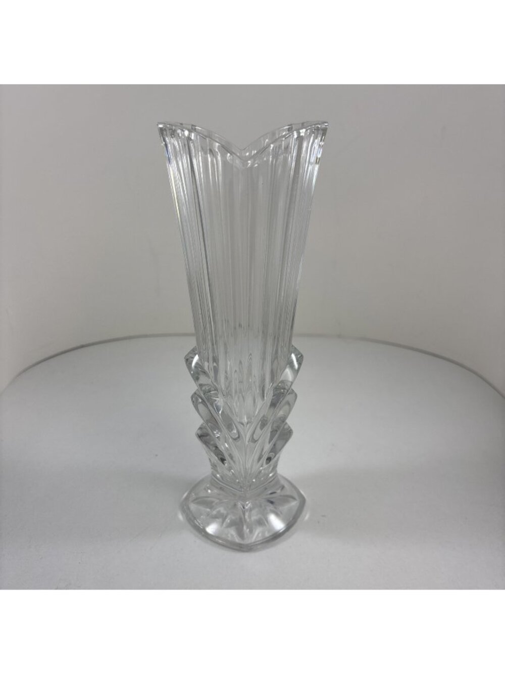 VTG Art Deco Lead Crystal Belmont Clear Glass Bud Vase By New Studio Nova Heart